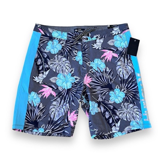 Hurley Other - Hurley Essential Hibiscus Boardshort 20" Size 36 Gray/Blue Floral NWT